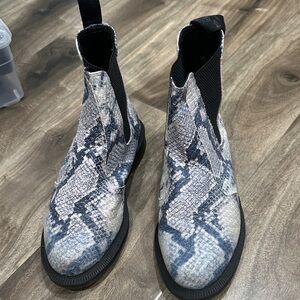 Dr. Martens Gray and black Snake Print Ankle Boots